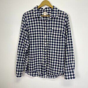 J. Crew Blue and White Checkered Button Down Top